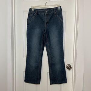 French Cuff Dark Blue Boot Cut Jeans